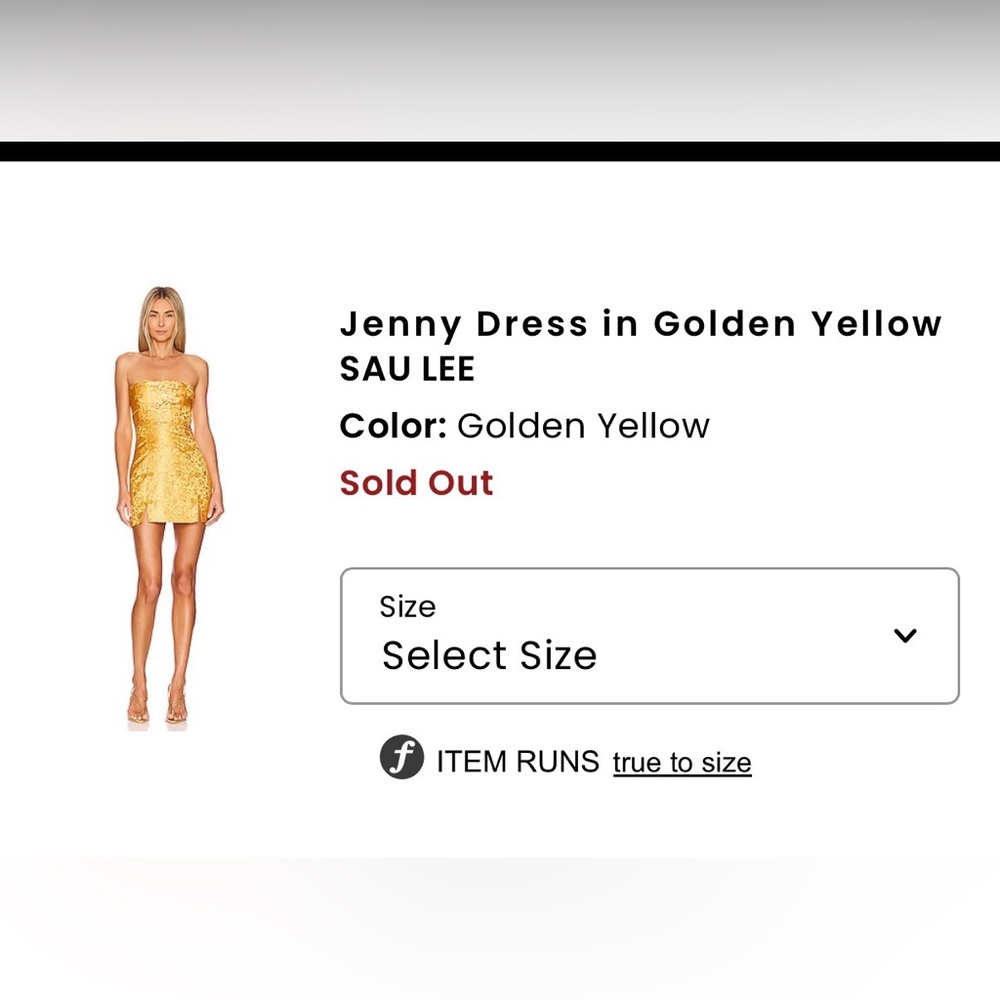 SAU LEE Strapless Dress in Golden Yellow